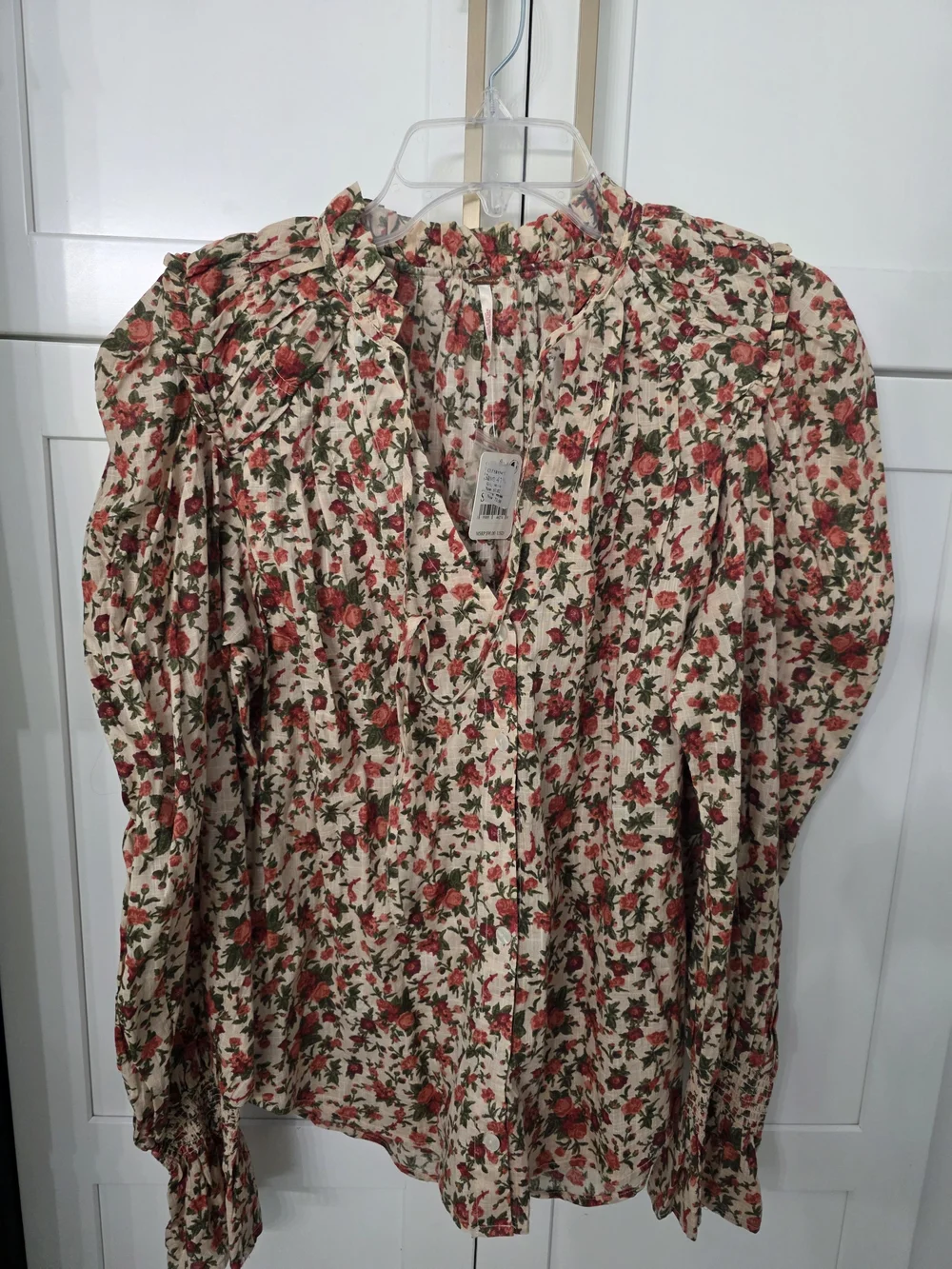Free People Meant To Be Blouse with Orange Floral Print